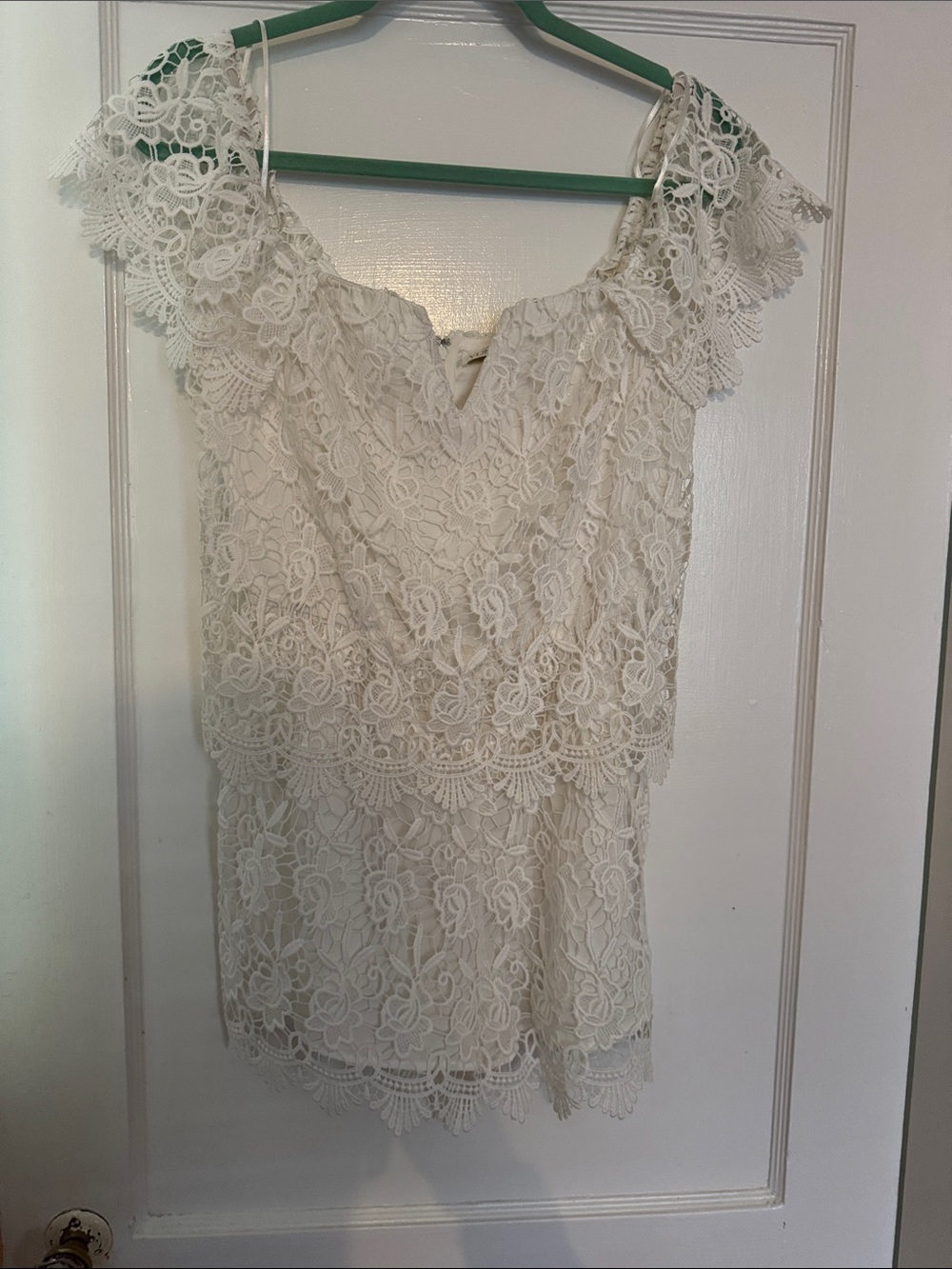 Yumi Kim Ivory Lace Off-Shoulder Romper
